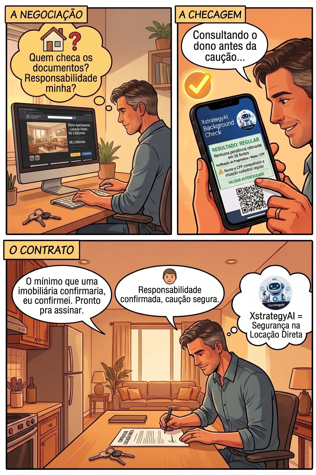 Ia alugar direto com o dono, sem imobiliária. Confirmei antes de assinar.